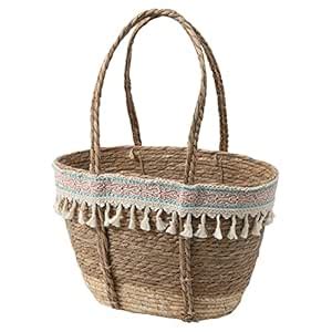 HOKIPO Handmade Natural Grass Basket bag Eco-Friendly Tote Bag ...