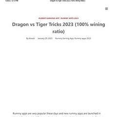 DRAGON VS TIGER TRICKS IN PDF DOWNLOAD