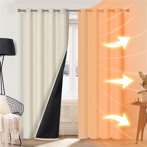 Rosnek Thermal Insulated Blackout Curtains, Cold Blocking Thicken ...