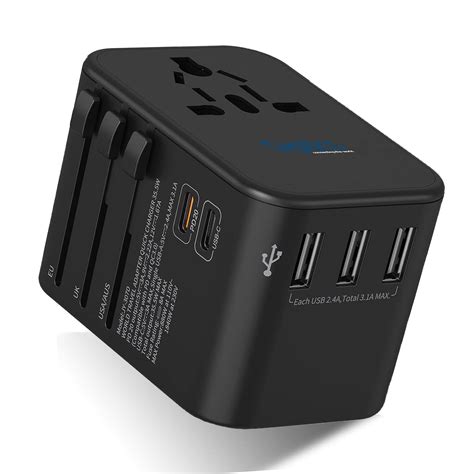 Ceptics Universal Travel Adapter with Type C - 6 in 1 International ...