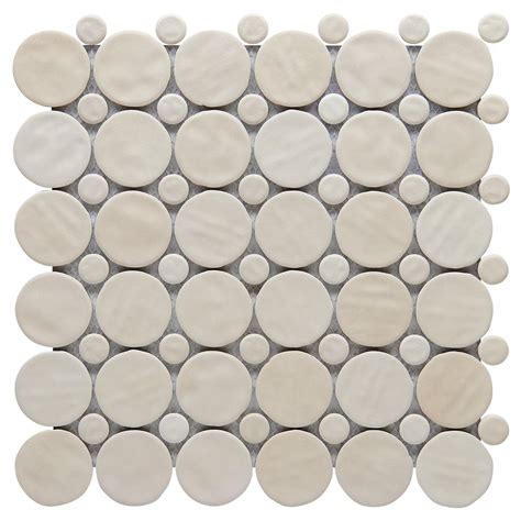 Zellige Bone Circle Matte Porcelain Mosaic | Floor and Decor