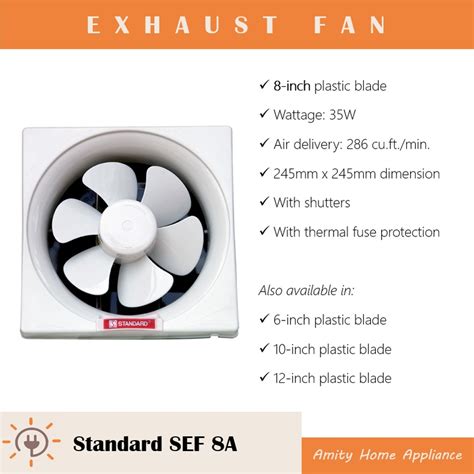 Standard Exhaust Fan SEF 8A Wall Mounted Kitchen and Room Fan White ...