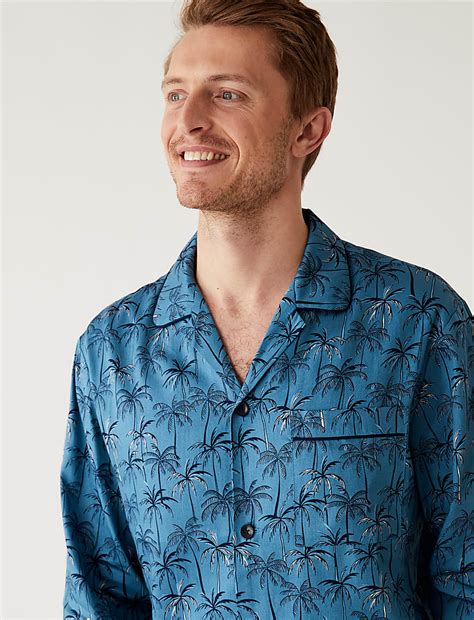 Buy Pure Cotton Palm Print Pyjama Set at Marks & Spencer