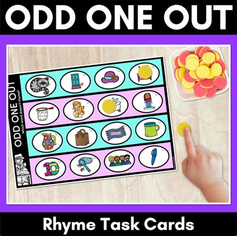 Odd One Out Rhyme Mats - Phonological Awareness Task Cards for RHYMING ...