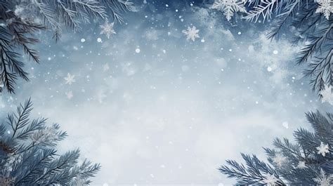 Winter holiday background with pine branches and snowflake | Premium AI ...