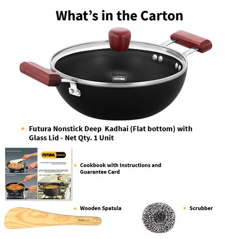 Hawkins Futura 2.5 Litre Deep Kadhai, Nonstick Kadai with Glass Lid, F ...