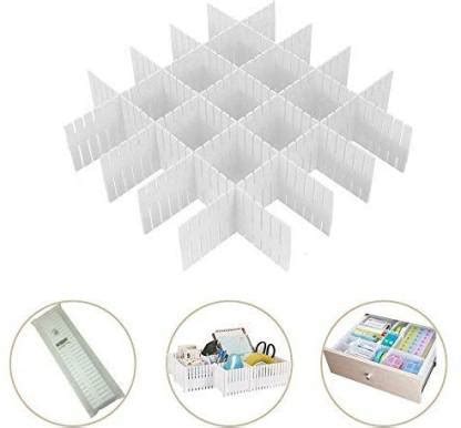 KUBAVA Interlocking Adjustable Drawer Clapboard Divider (8 Pc, White ...