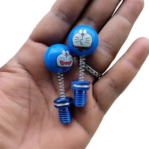 JH Bike Mirror Smiley Dummy Nut with Spring momentum coil (Blue smileey ...