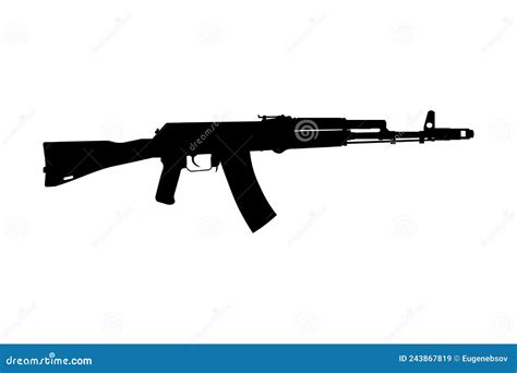 Assault Rifle Icon Of AK-74M Shadow Silhouette Of Gun Cartoon Vector | CartoonDealer.com #243867819