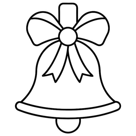 Christmas bell with bows line art vector illustration | Premium AI ...