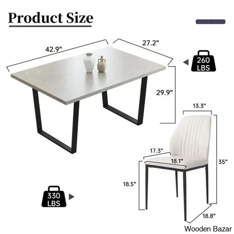 Hardian 4 Seater Rectangular Dining Table Set with 4 Chairs for Dining ...