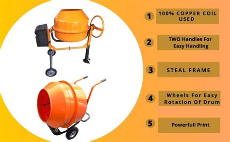 SWADESI KRAFTS Concrete Mixer Machine 0.6hp Copper Motor with Gear Box ...