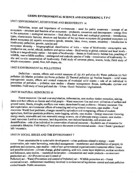 Environmental Science &Engineering - GE8291 ENVIRONMENTAL SCIENCE AND ...