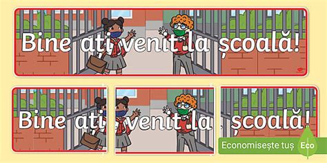 Bine ați venit la școală - Banner (Imagini cu mască)