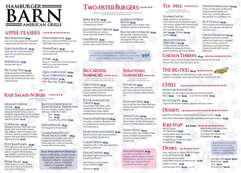 Hamburger Barn menu in Arkadelphia, Arkansas, USA
