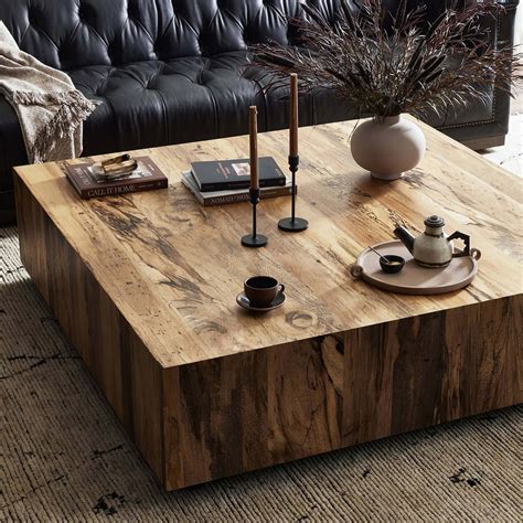 Hudson Large Square Coffee Table Spalted Primavera by Four Hands | High ...