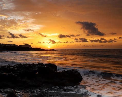 Download wallpaper 1280x1024 waves, blocks, horizon, sunset standard 5: ...