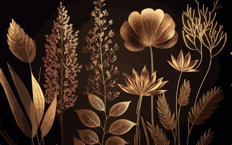 Luxury Black and Golden Leaves Mural Wallpaper for Wall - Magicdecor®