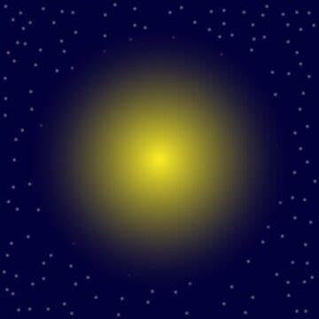Bola amarela na imitação azul do fundo do sol no céu estrelado | Vetor ...