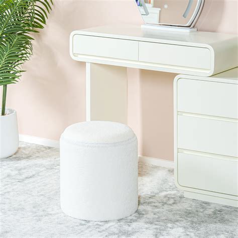 Ebern Designs Cillin Storage Ottoman Round Boucle with Tray 14"x13"x13 ...