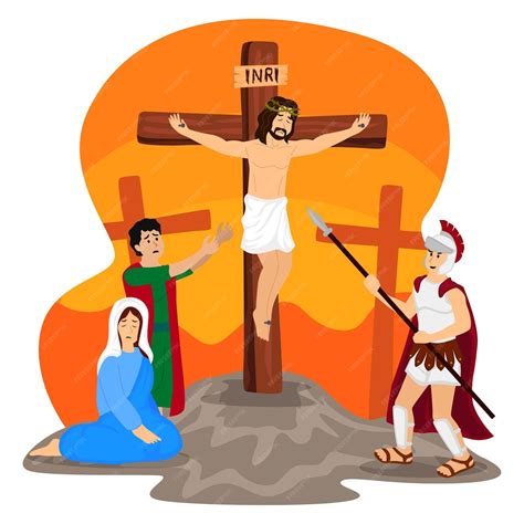 Illustration of jesus christ on the cross | Premium Vector