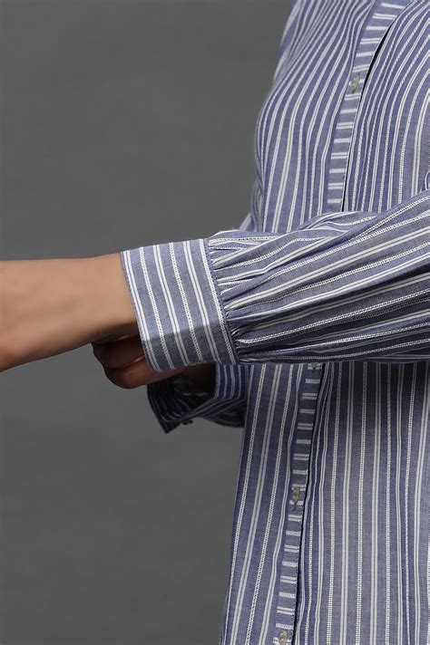 Buy Navy Striped Cotton Shirt Online for Woman | Shop for Aurelia