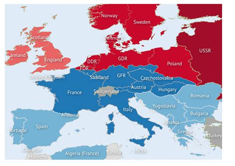 Cold War Map Of Europe Iron Curtain