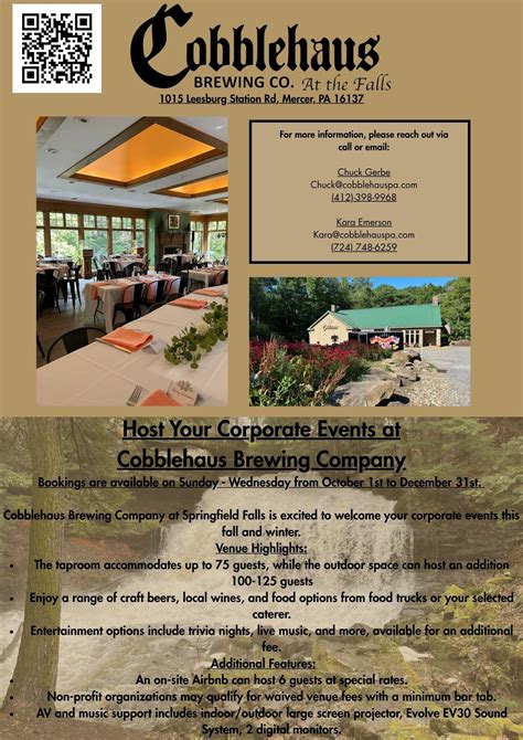 Cobblehaus Brewing Co. At the Falls | Visit Mercer County PA