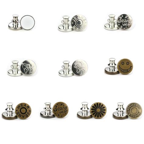 10 Sets Replacement Jean Buttons Instant Button, Adjustable No Sew ...
