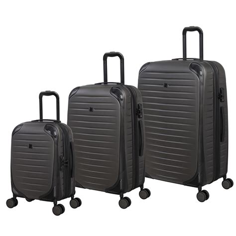 Buy Lineal 3 Piece Hardside 8 Wheel Expandable Spinner Set, Dark Grey ...