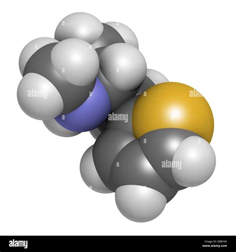Methiopropamine (MPA) recreational drug, chemical structure. Atoms are ...