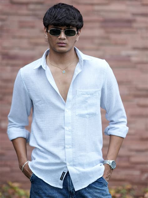 Buy Venice Textured Grey Solid Shirt for Men Online in India