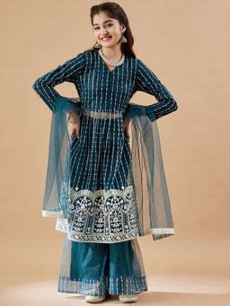 Buy Cherry & Jerry Girls Embroidered Kurta and Sharara with Dupatta ...