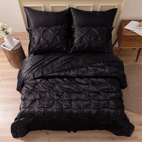 Amazon.com: MR&HM Satin Comforter California King 7 Pieces Black ...
