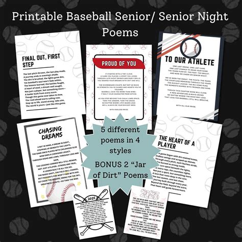 Printable Baseball Senior Night Gift Poems, Senior Night Letters From ...