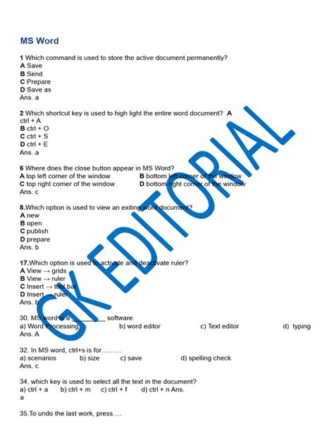 Image result for MS Word Computer Questions