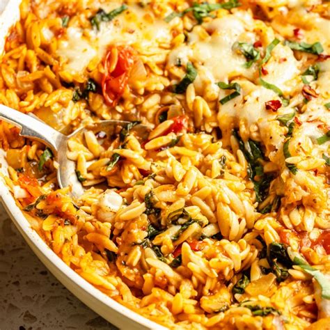 One Pan Tomato Basil Baked Orzo | Ambitious Kitchen