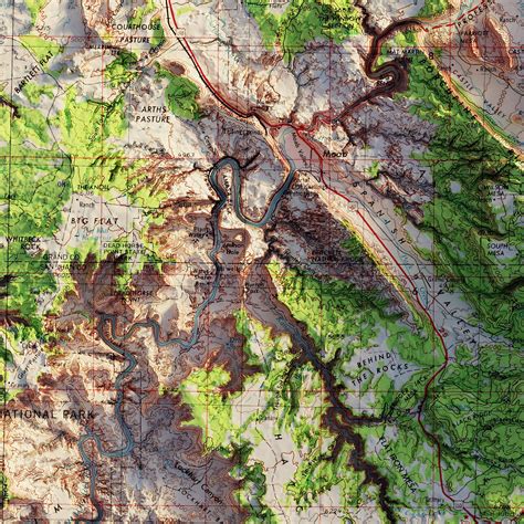 Moab, Utah 1969 Shaded Relief Map | Relief map, Utah map, National parks