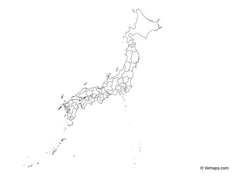 Outline Map Of Japan With Prefectures Free Vector Maps Map Map