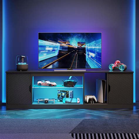 Amazon.com: Bestier LED TV Stand with Storage for 65/70/75 Inch TV, Gaming Entertainment Center ...