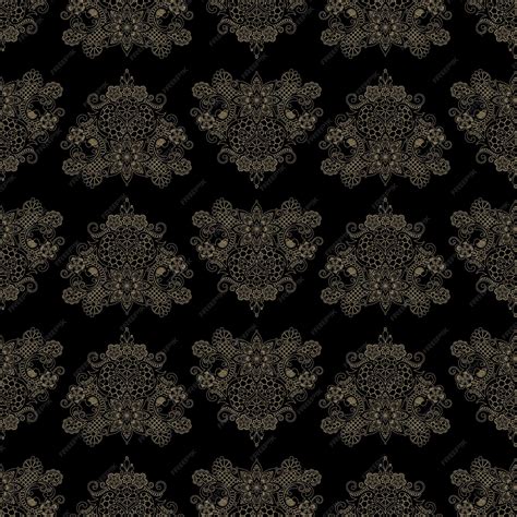 Premium Vector | Seamless pattern, golden lace vintage elements on a ...