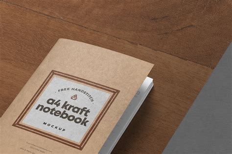 Free A4 Kraft Notebook Mockup - Handmade Paper PSD