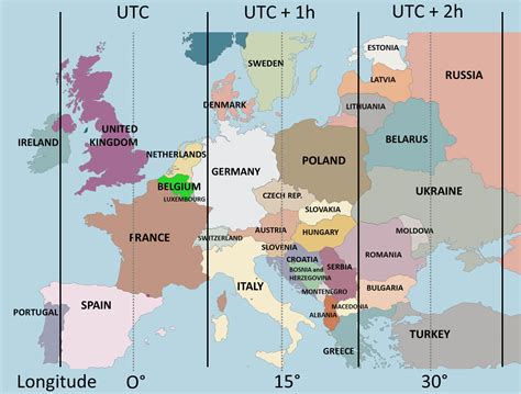 Europe Time Zone Map - Guide of the World