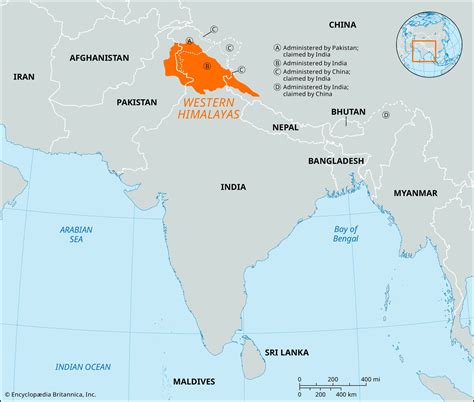 Himalayas India Map Themed