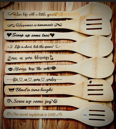 Laser Engraved Wooden Serving Spoons Sets - STYLE 2 | Wood laser ideas ...