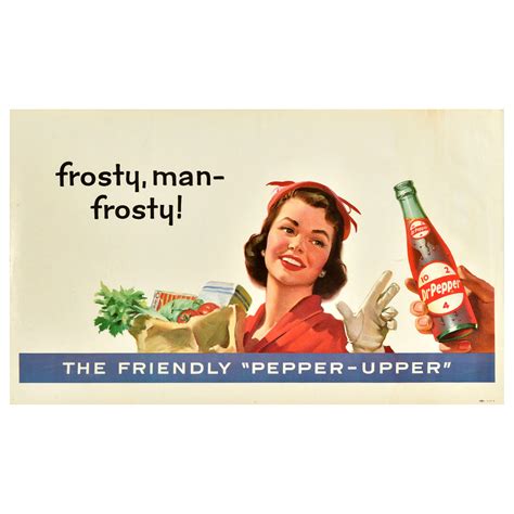 Original Vintage Soft Drink Advertising Poster Dr Pepper Frosty Man ...
