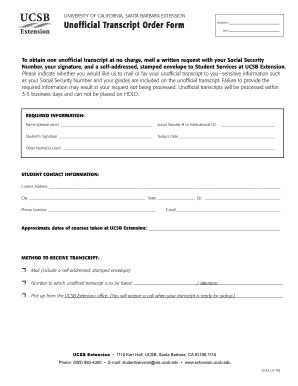 Ucsb Extension Transcript - Fill and Sign Printable Template Online