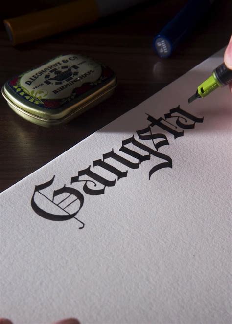Gangsta written in Blackletter | Hand lettering art, Calligraphy alphabet, Tattoo lettering fonts