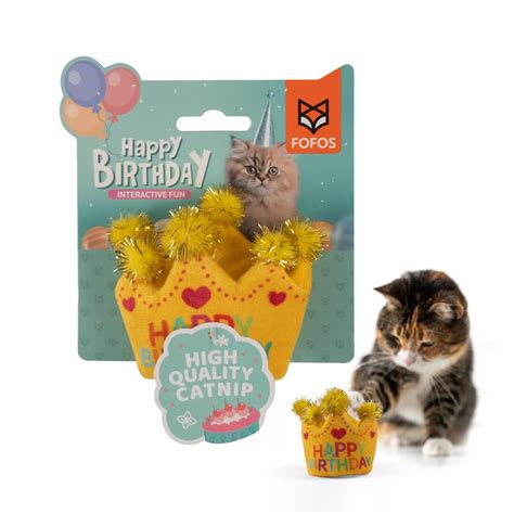 Buy BarkButler x Fofos Birthday Crown Cat Toy - US Grade Organic Catnip ...