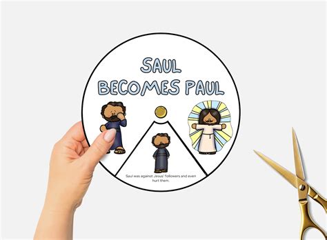Saul Becomes Paul, Printable Bible Coloring Wheel, Sunday School Craft, Kids Bible Study, Bible ...